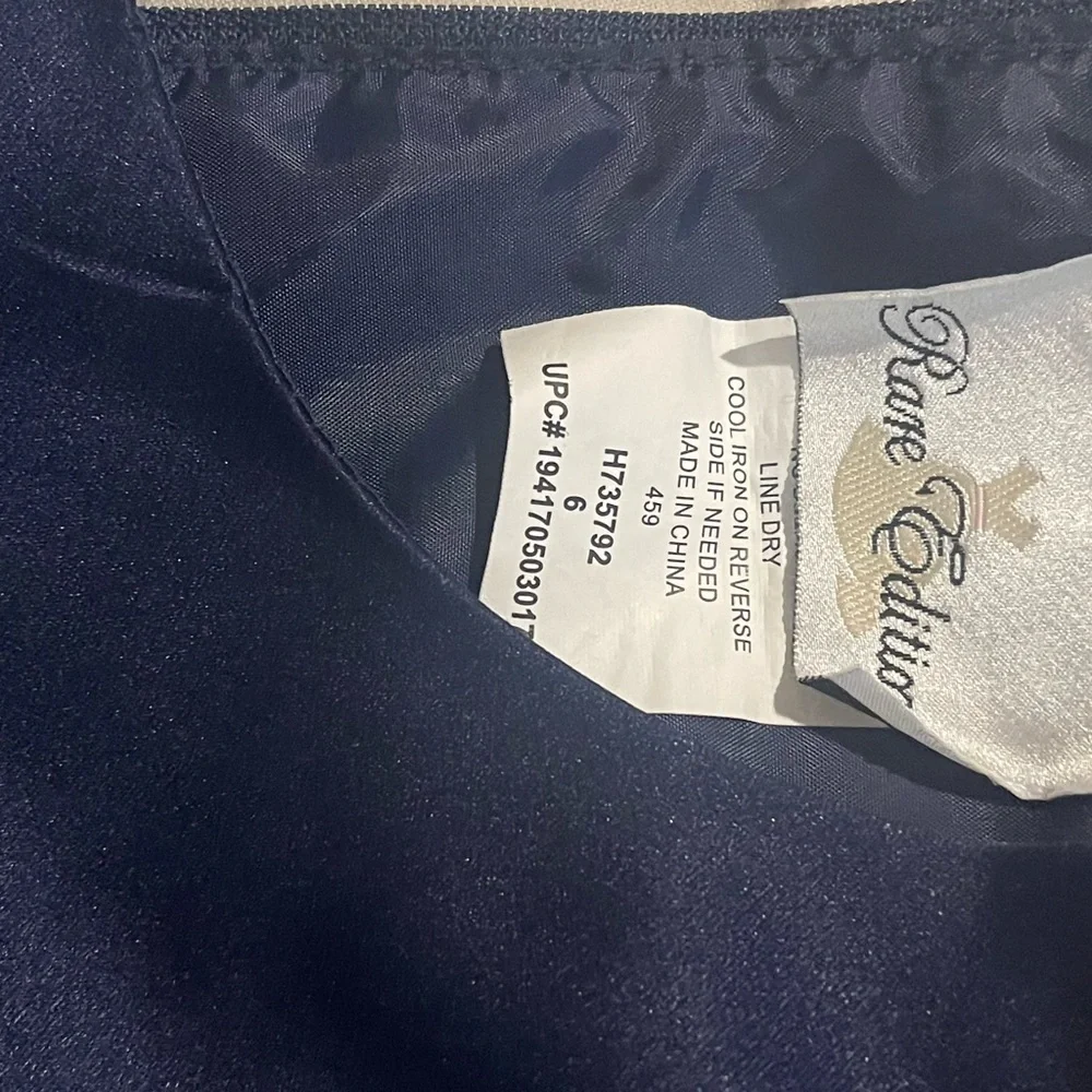Rare Editions Navy Dress with Gold Lace Overlay - Picture 5 of 7